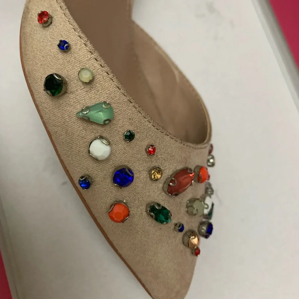 Betsey Johnson Beige Heels with Colorful Gems - Picture 9 of 10